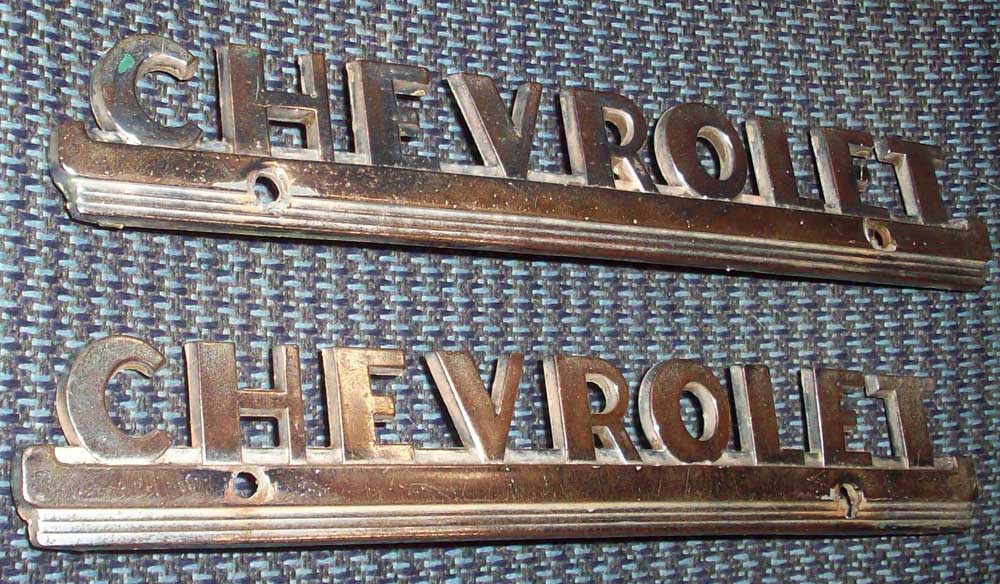 47-52 Chevy Advance Design Truck Side Hood Emblems - Chevrolet - GM Licensed - Counterpart